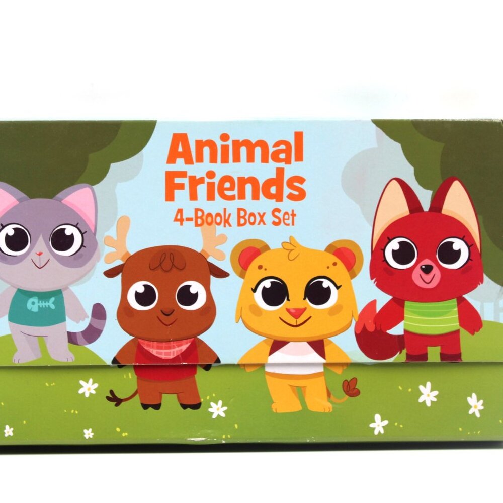 Animal Friends 4 Book Board Box Set Kitten, Moose, Lion, Fox Large 12" EUC 2017